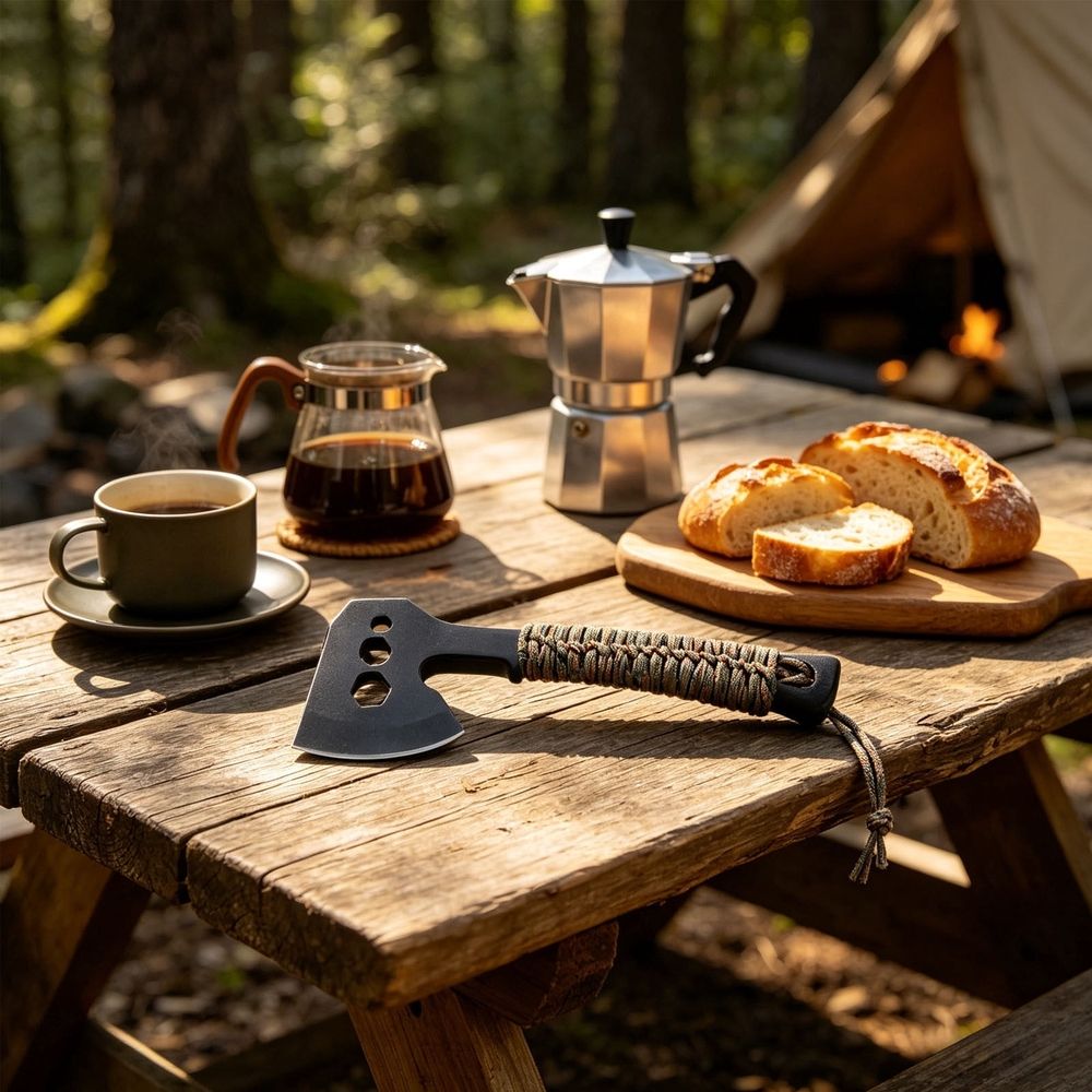 Compact Camping Hatchet with Sheath & Hex Wrench