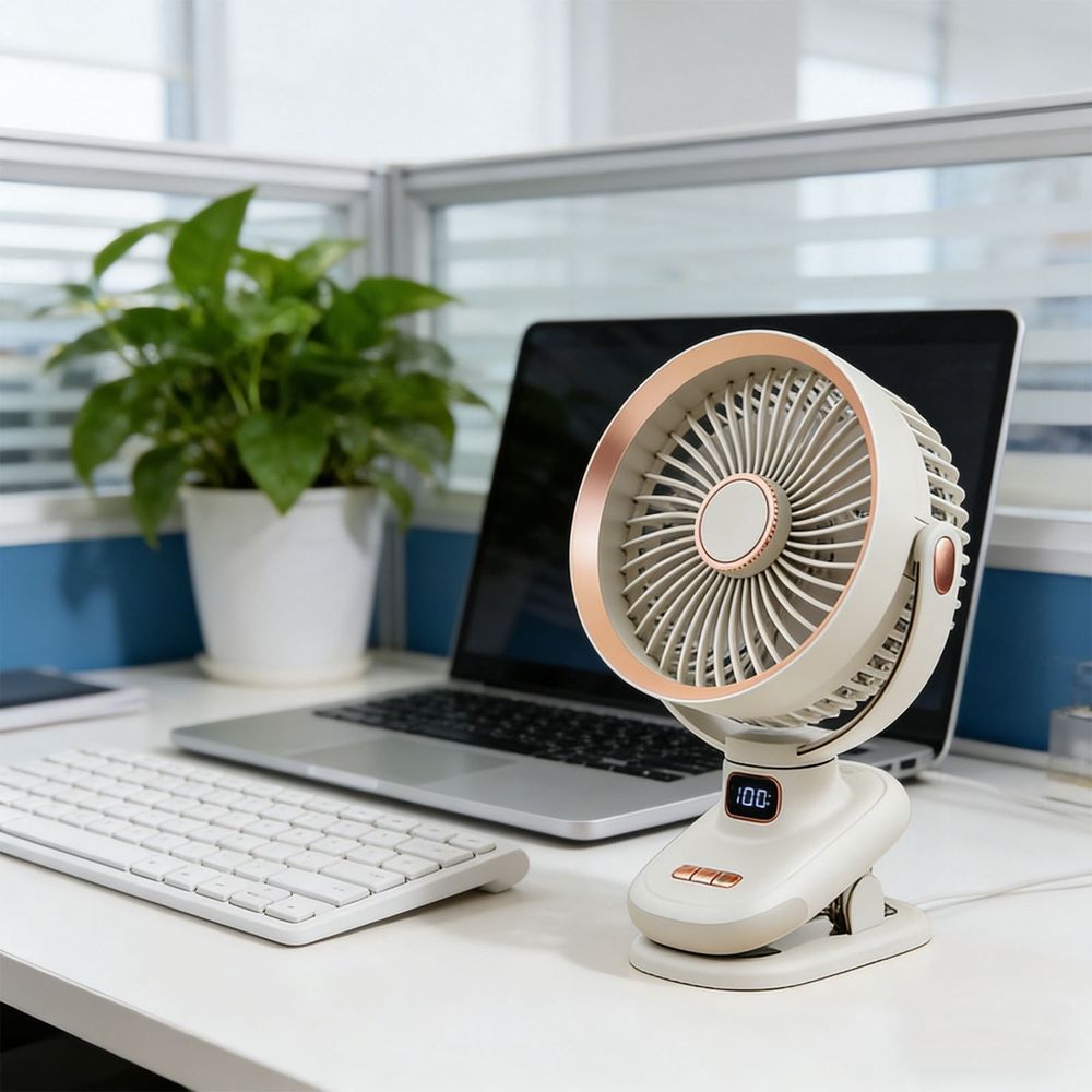Rechargeable 10000mAh Camp Fan with LED Light
