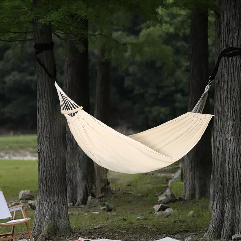 Canvas Hammock with Ropes & Carry Bag – Beige