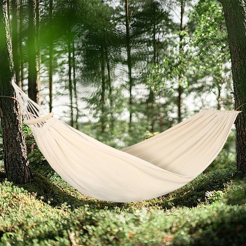 Canvas Hammock with Ropes & Carry Bag – Beige
