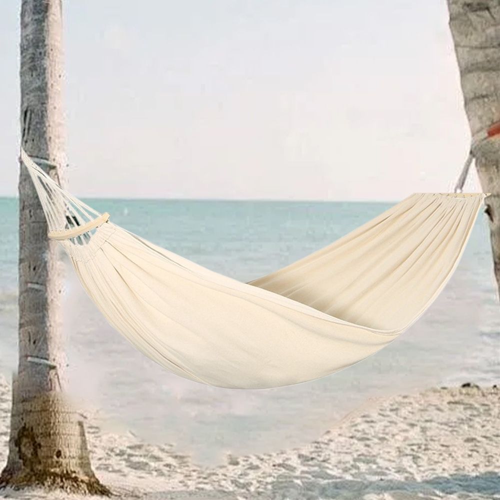 Canvas Hammock with Ropes & Carry Bag – Beige
