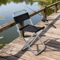 Folding Camp Stool with Backrest – Black