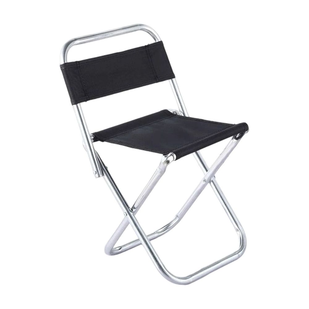Folding Camp Stool with Backrest – Black
