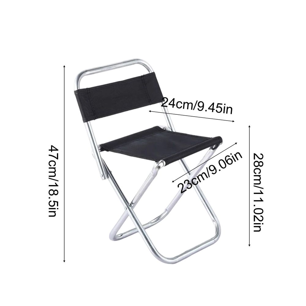 Folding Camp Stool with Backrest – Black
