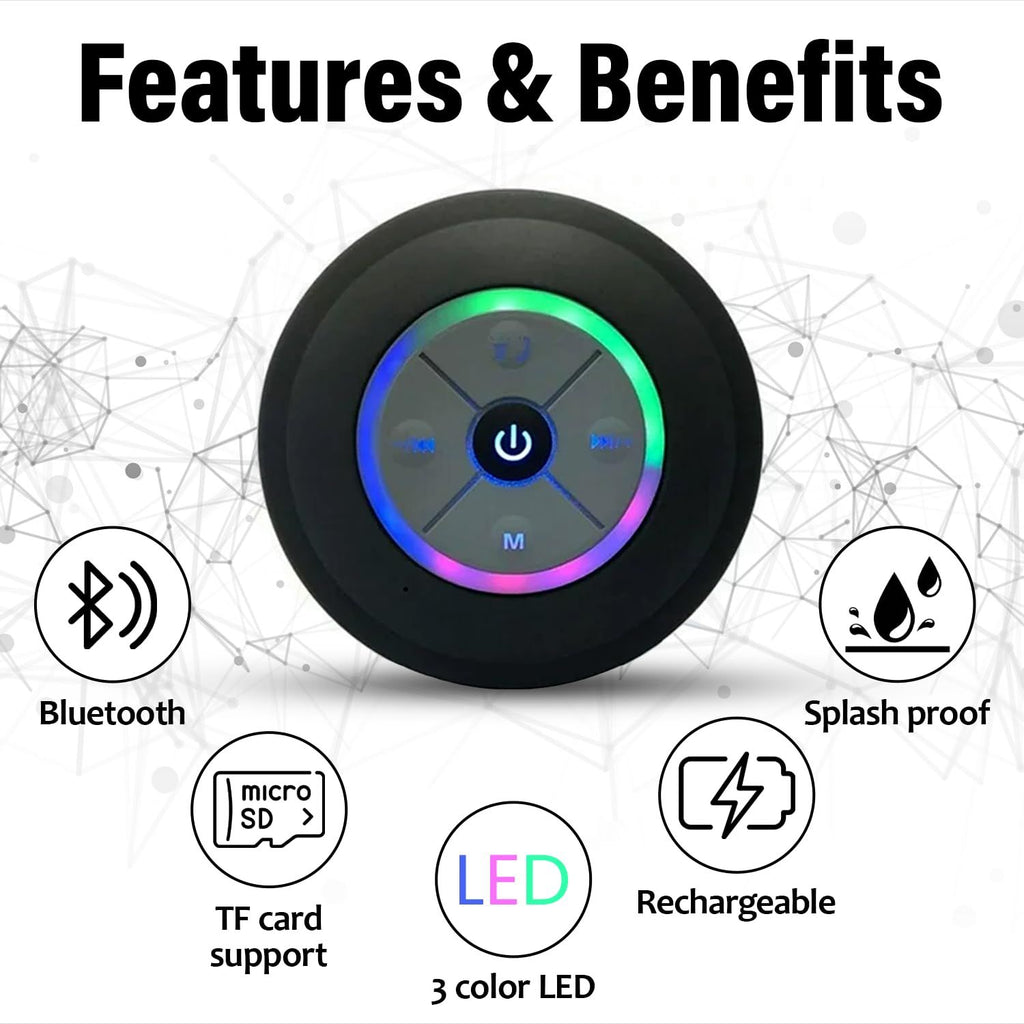 Mini Waterproof Bluetooth Speaker with Suction Cup