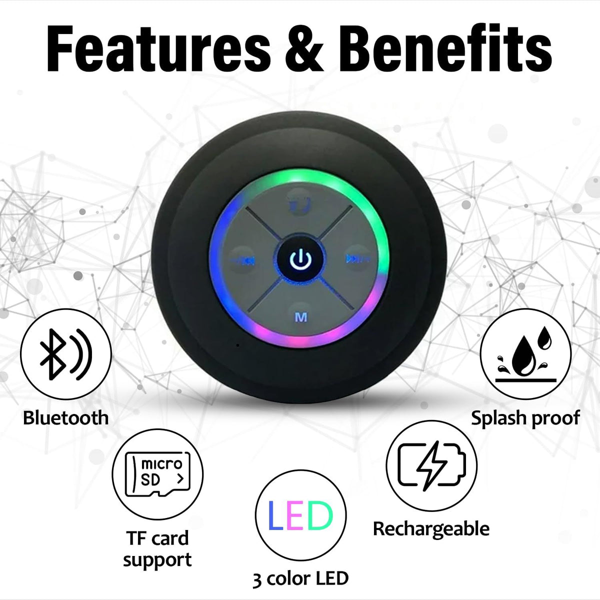 Mini Waterproof Bluetooth Speaker with Suction Cup