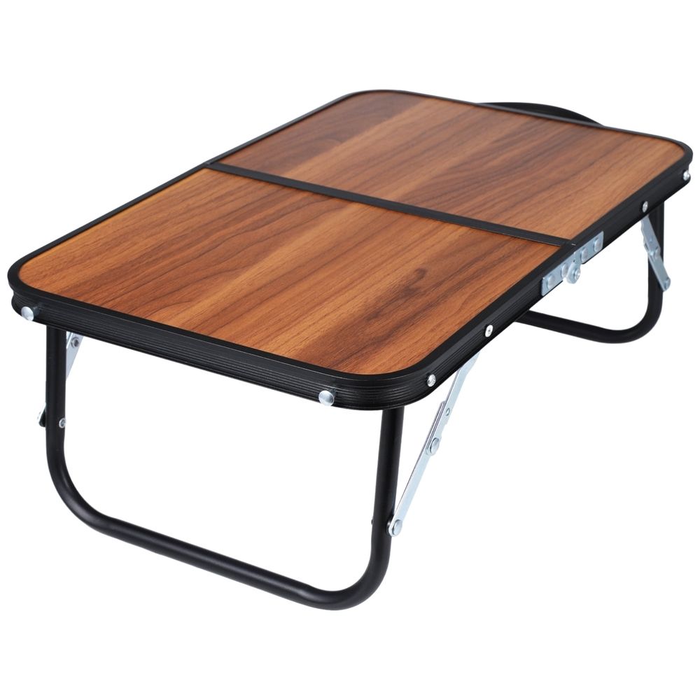 Compact Folding Walnut Camp Side Table