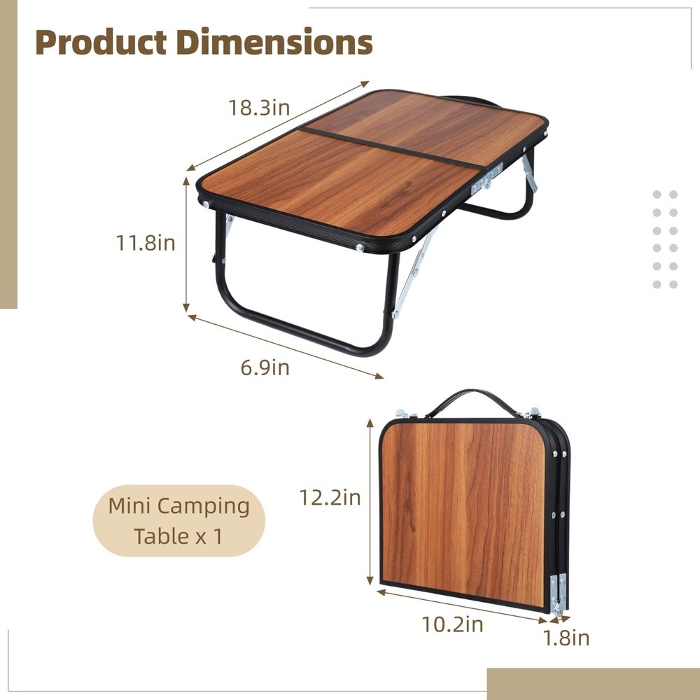 Compact Folding Walnut Camp Side Table