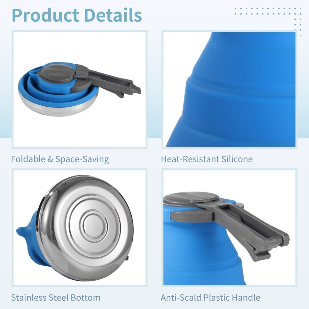 1.5L Collapsible Silicone Camp Kettle
