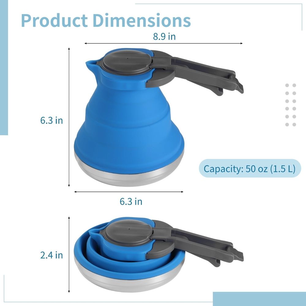1.5L Collapsible Silicone Camp Kettle
