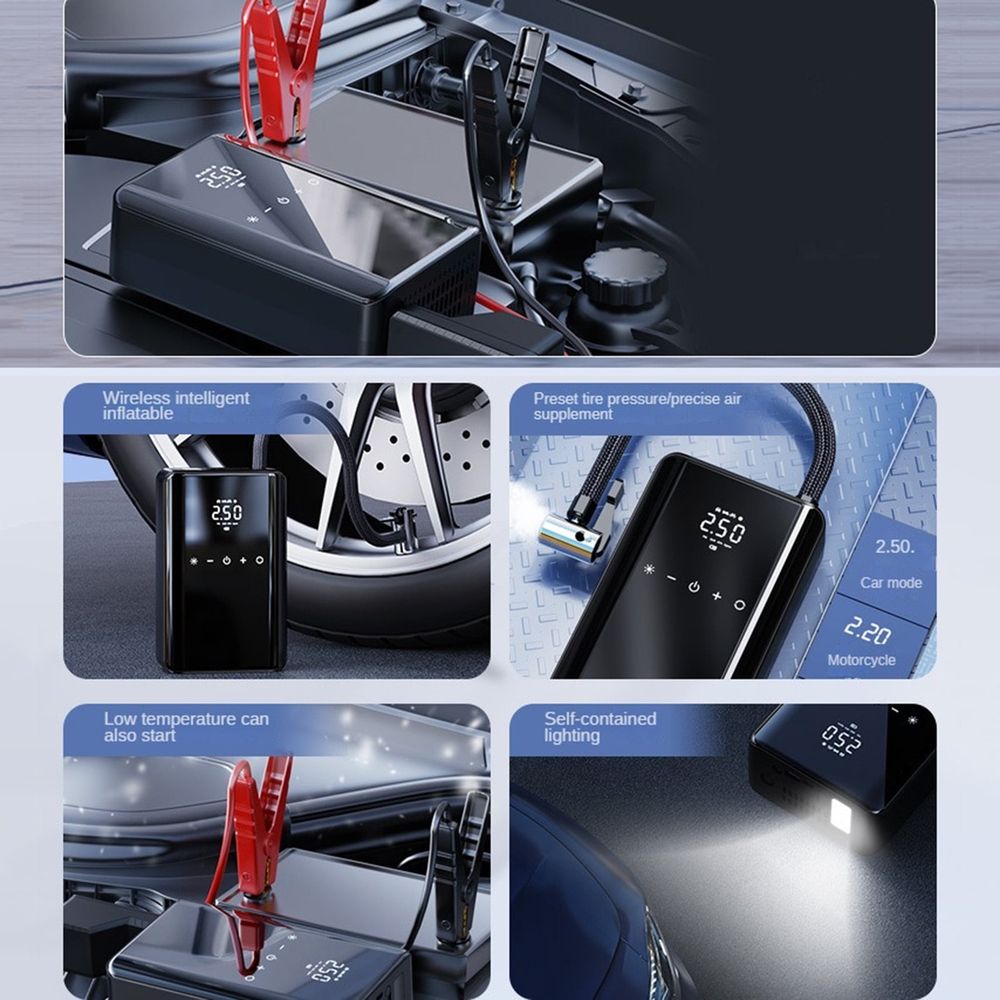 Portable Jump Starter & Tyre Inflator with LED Torch