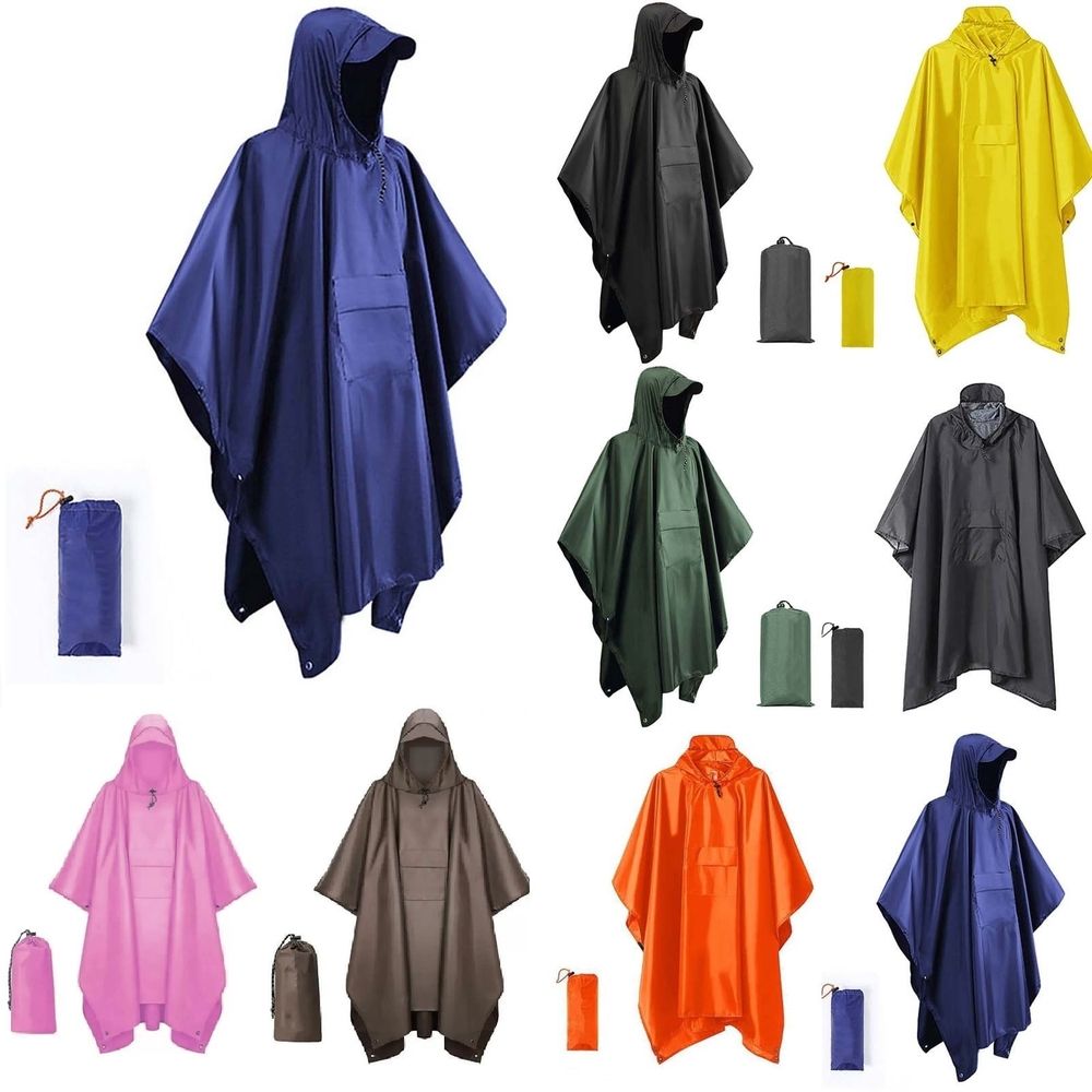 3-in-1 Waterproof Hooded Rain Poncho