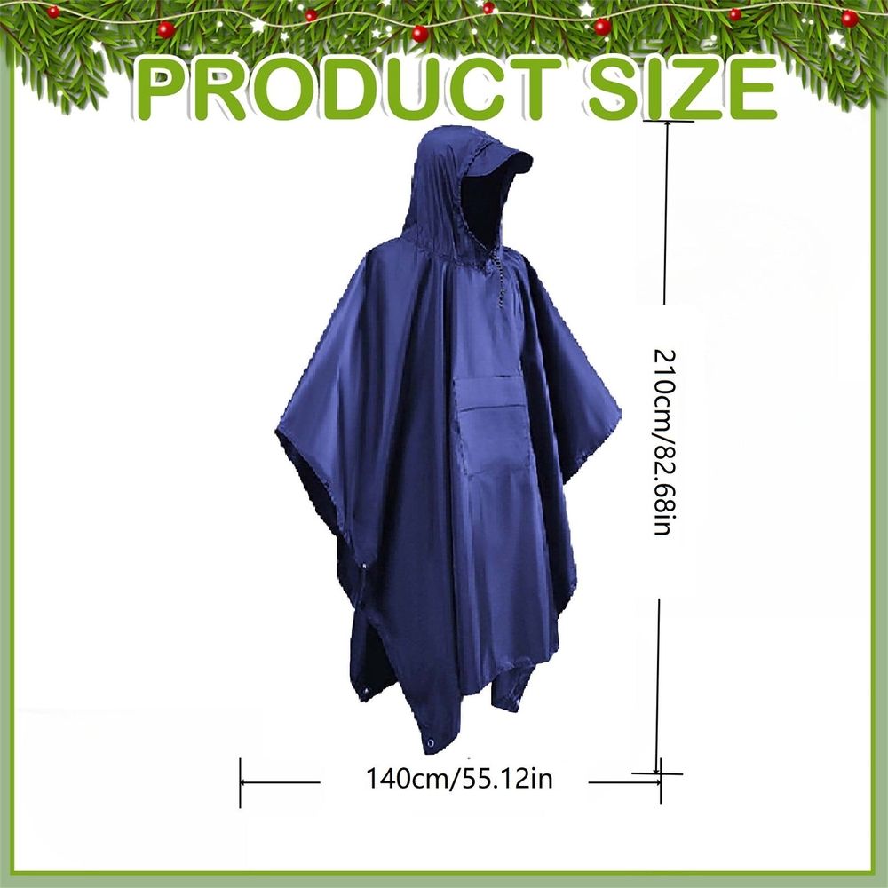 3-in-1 Waterproof Hooded Rain Poncho