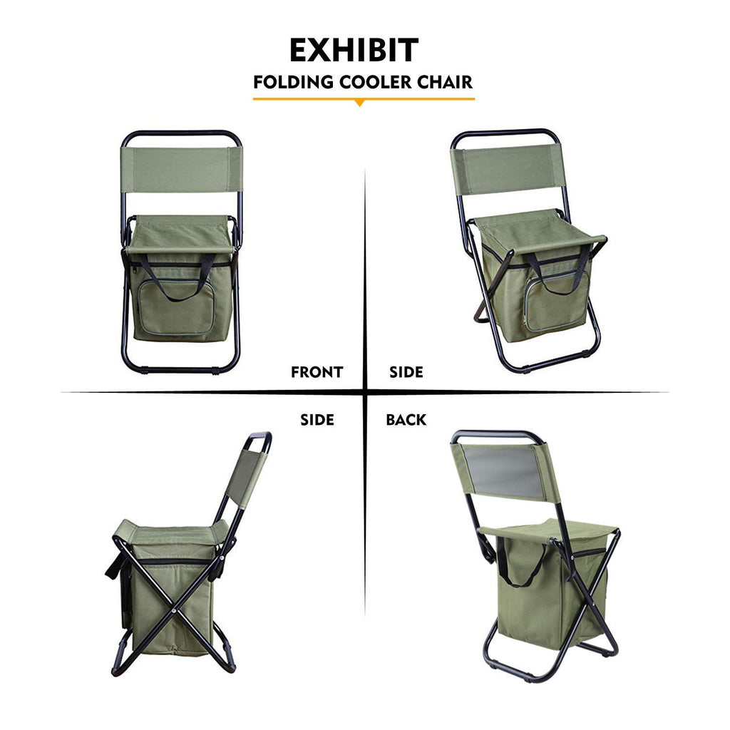 3-in-1 Folding Fishing Chair with Cooler Bag – Green