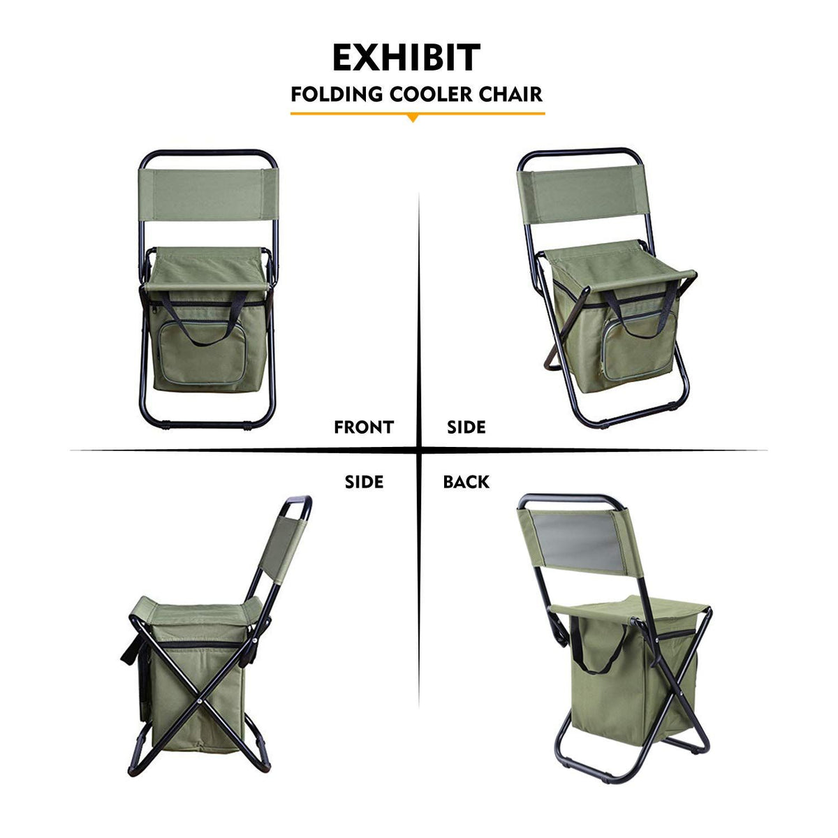 3-in-1 Folding Fishing Chair with Cooler Bag – Green