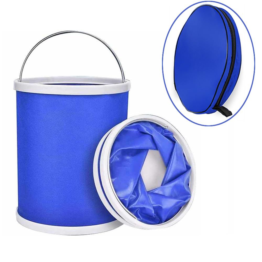 Collapsible 11L Bucket with Storage Case – Blue