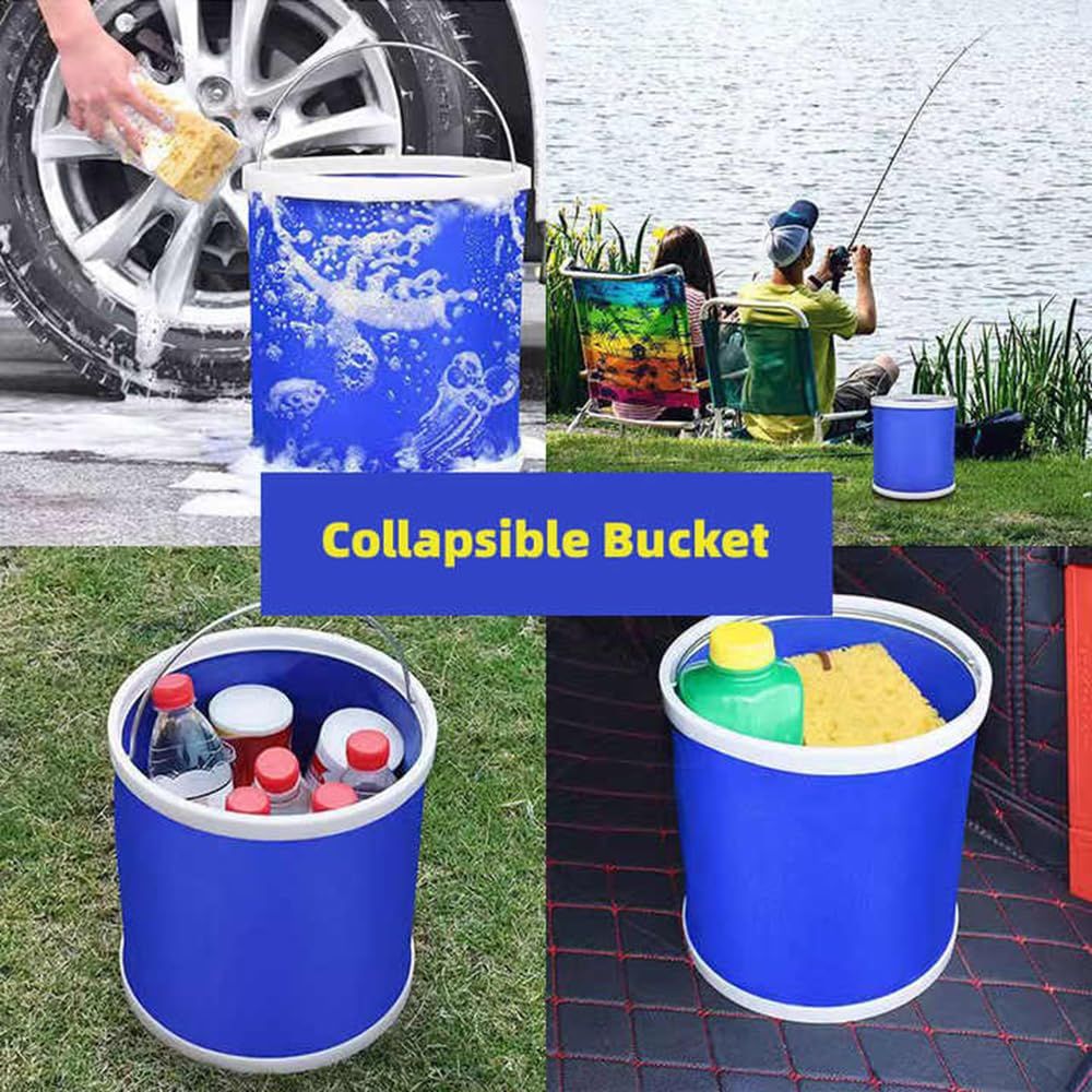 Collapsible 11L Bucket with Storage Case – Blue