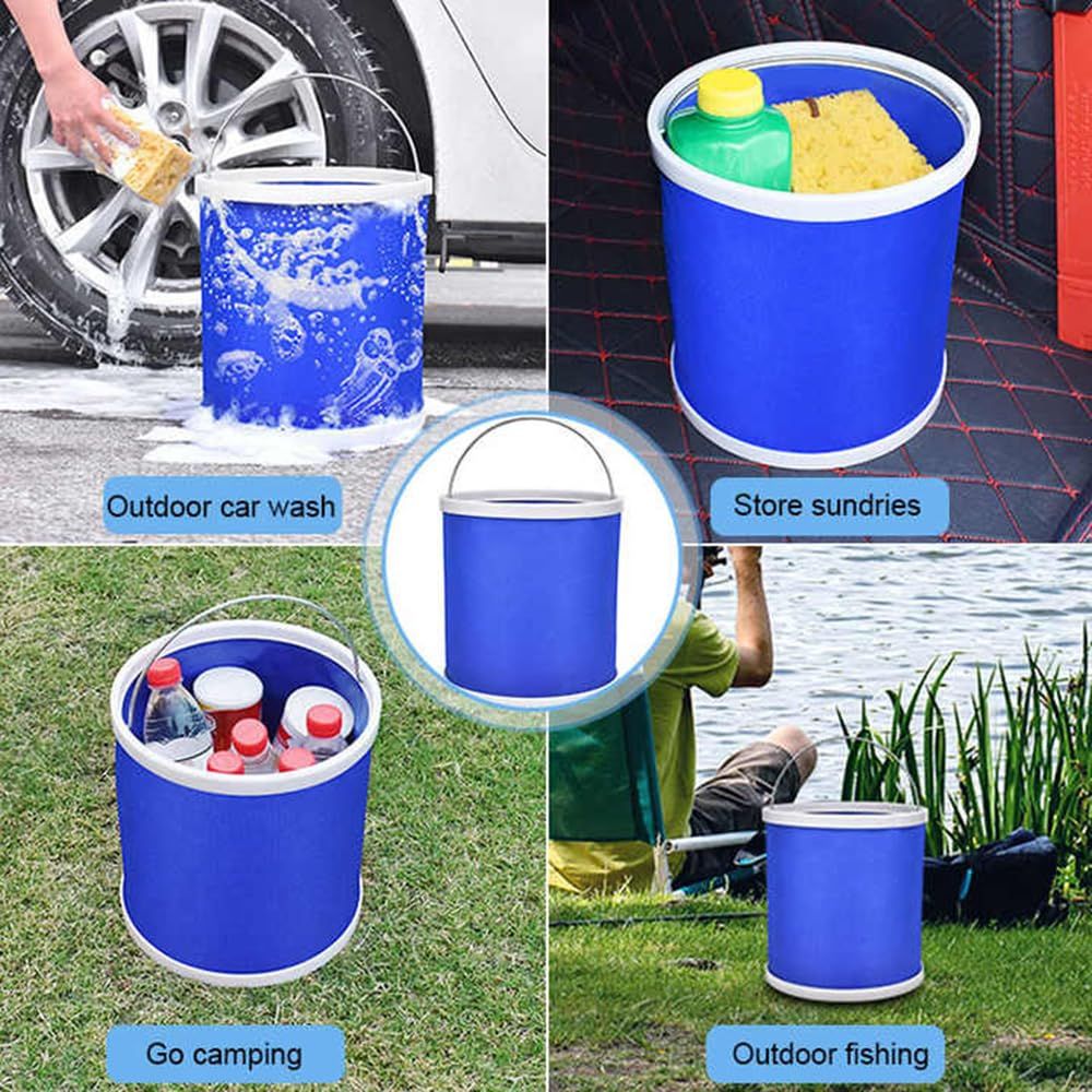 Collapsible 11L Bucket with Storage Case – Blue