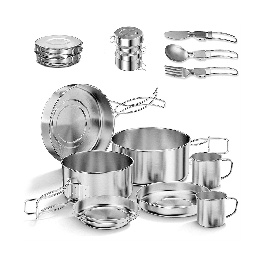 11-Piece Stainless Steel Camping Mess Kit
