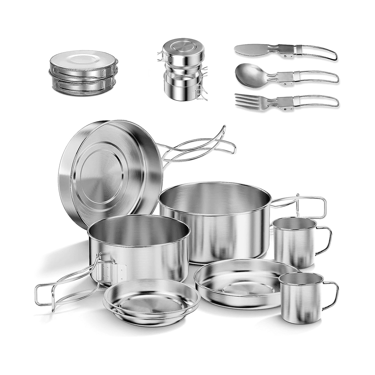 11-Piece Stainless Steel Camping Mess Kit