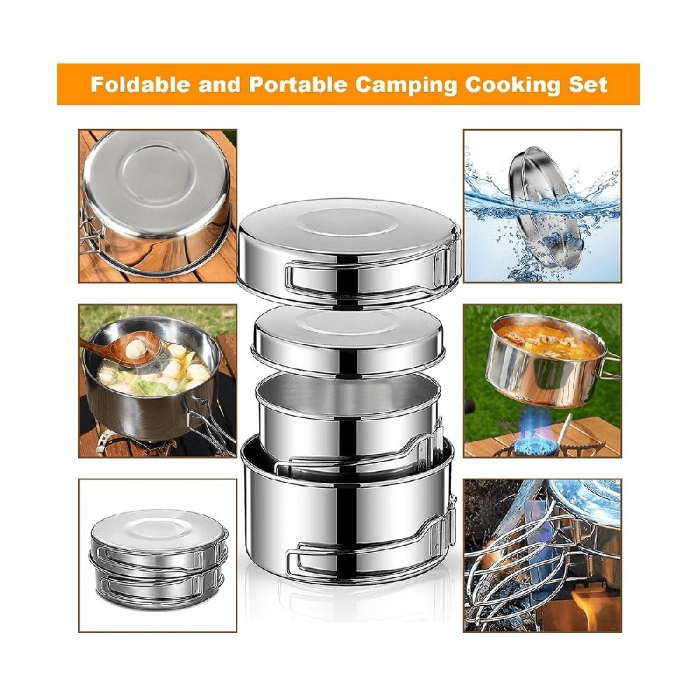 11-Piece Stainless Steel Camping Mess Kit