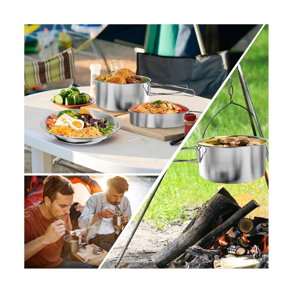 11-Piece Stainless Steel Camping Mess Kit
