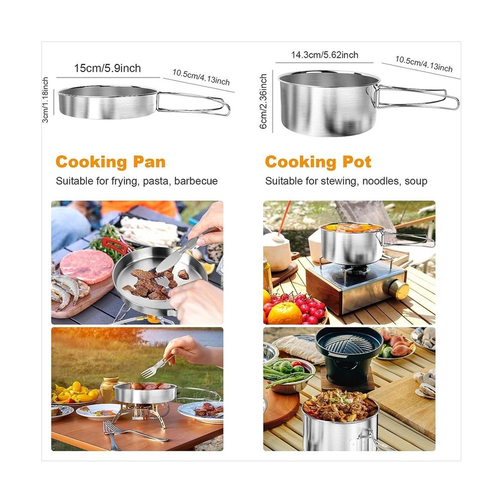 11-Piece Stainless Steel Camping Mess Kit