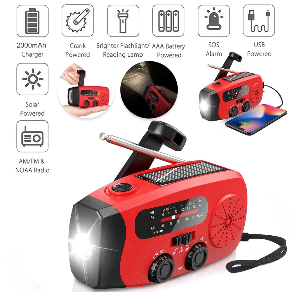 Hand-Crank Solar Emergency Radio with Torch