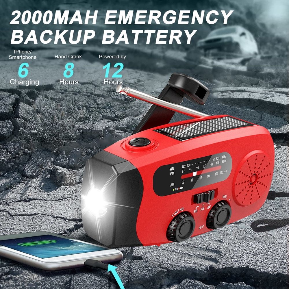 Hand-Crank Solar Emergency Radio with Torch