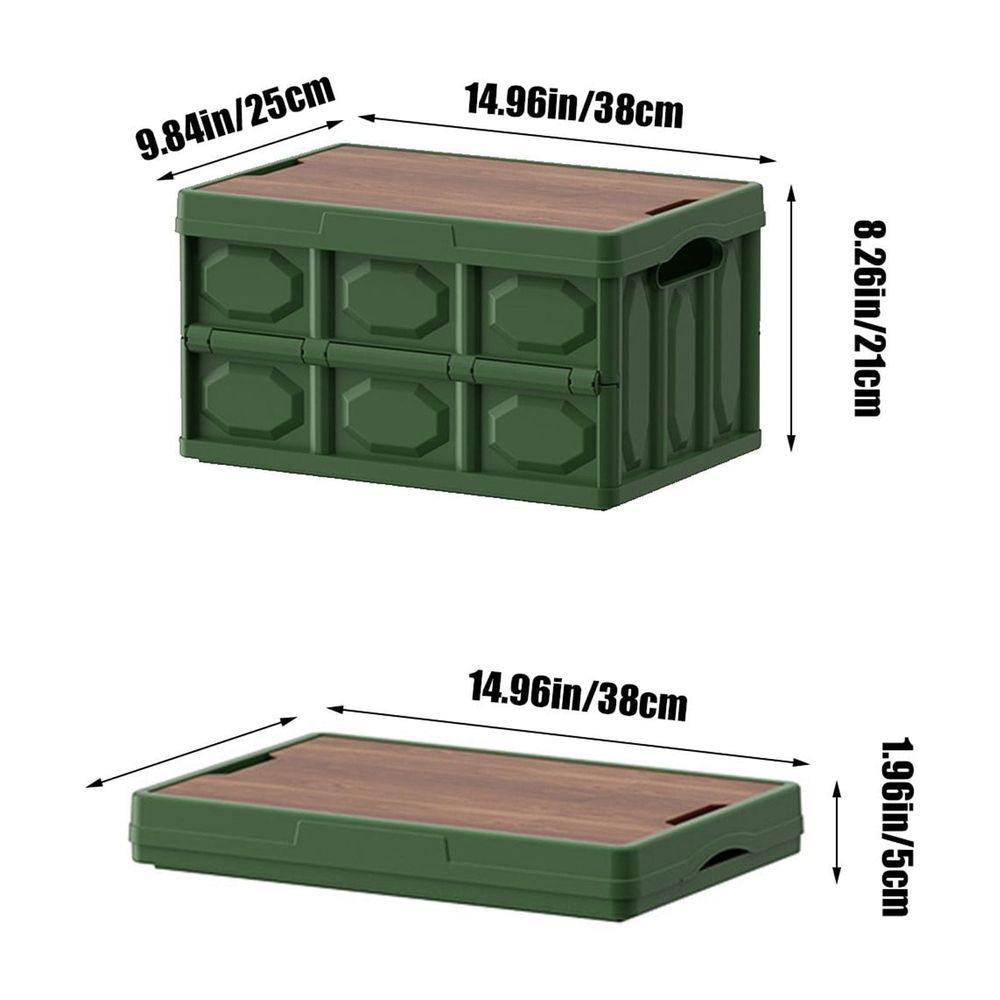 20L Folding Camp Storage Box with Timber Lid