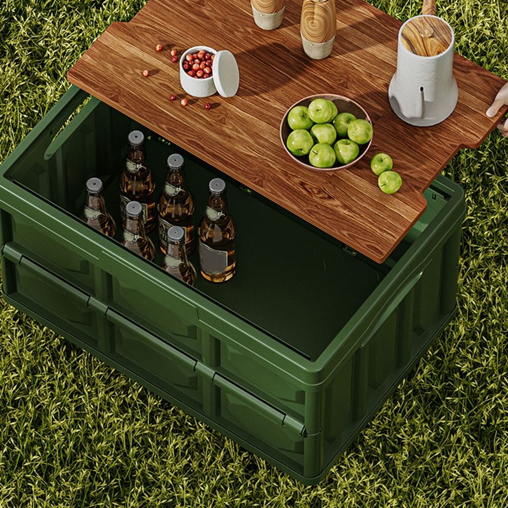 20L Folding Camp Storage Box with Timber Lid