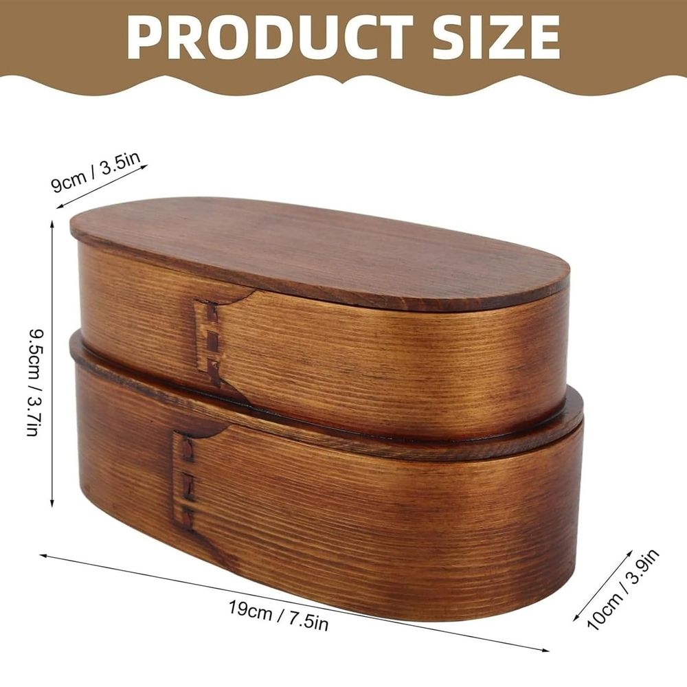 Double-Layer Wooden Bento Lunch Box
