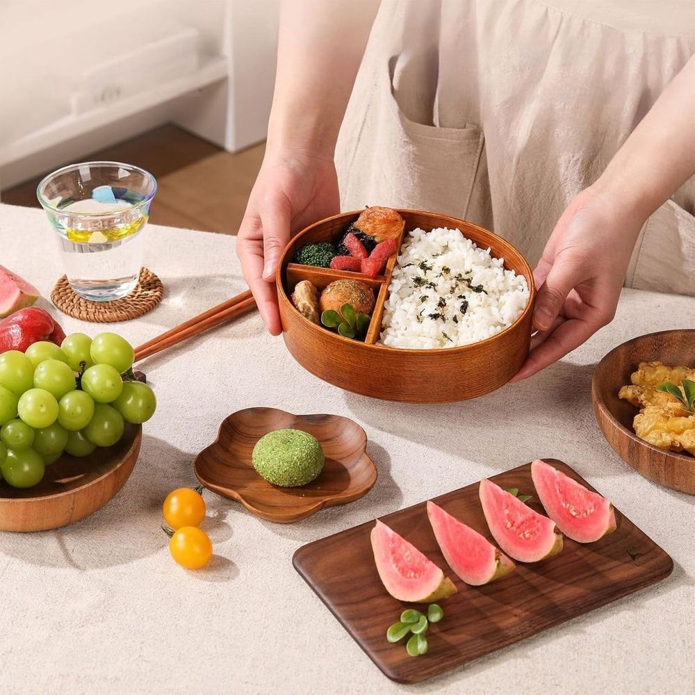 Double-Layer Wooden Bento Lunch Box