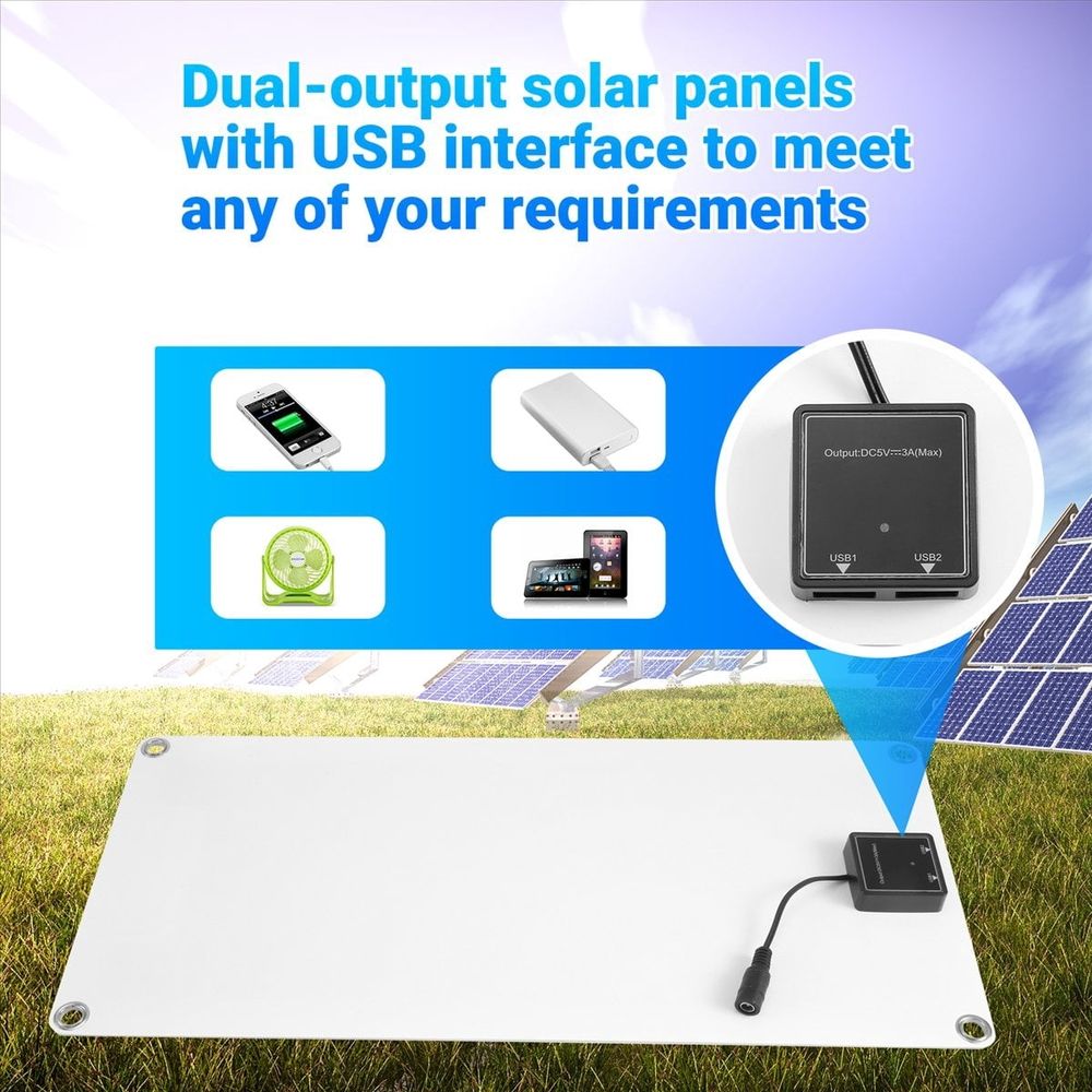 15W Flexible Solar Panel with Dual USB