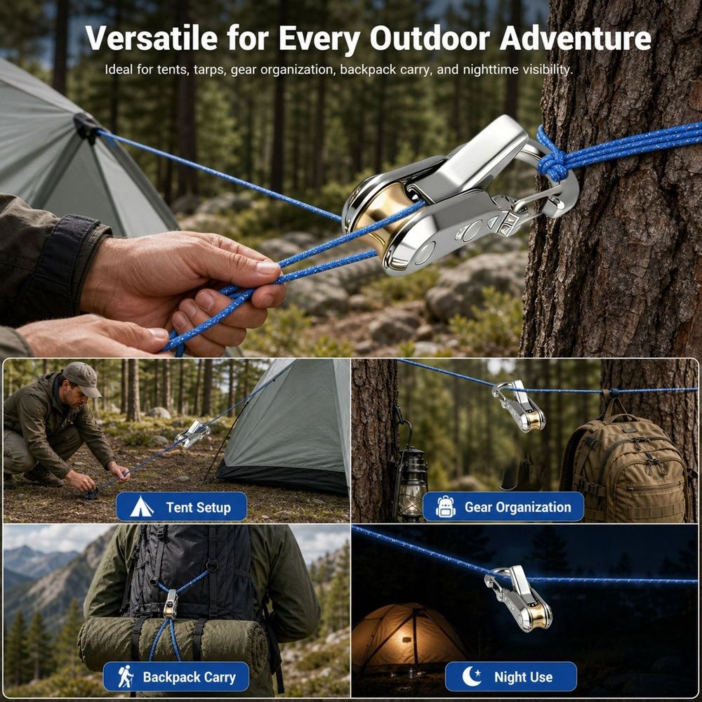 Guyline Tensioners with Carabiners – 6 Pack