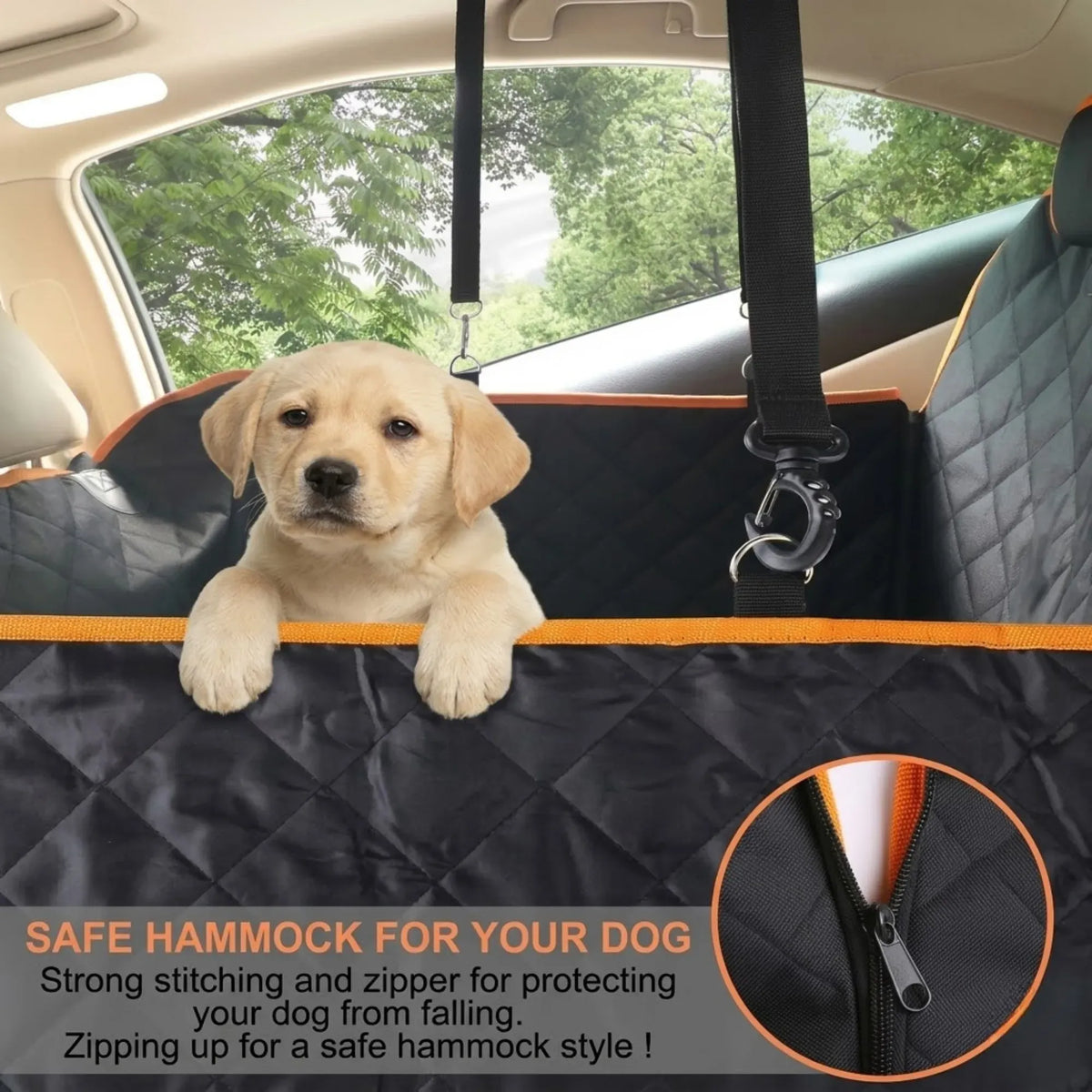 CARLA HOME Waterproof Dog Car Seat Cover Hammock – Black