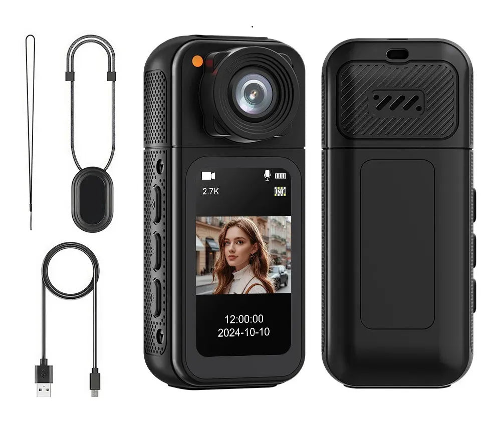 2.7K Mini Action Camera with Rotating Lens