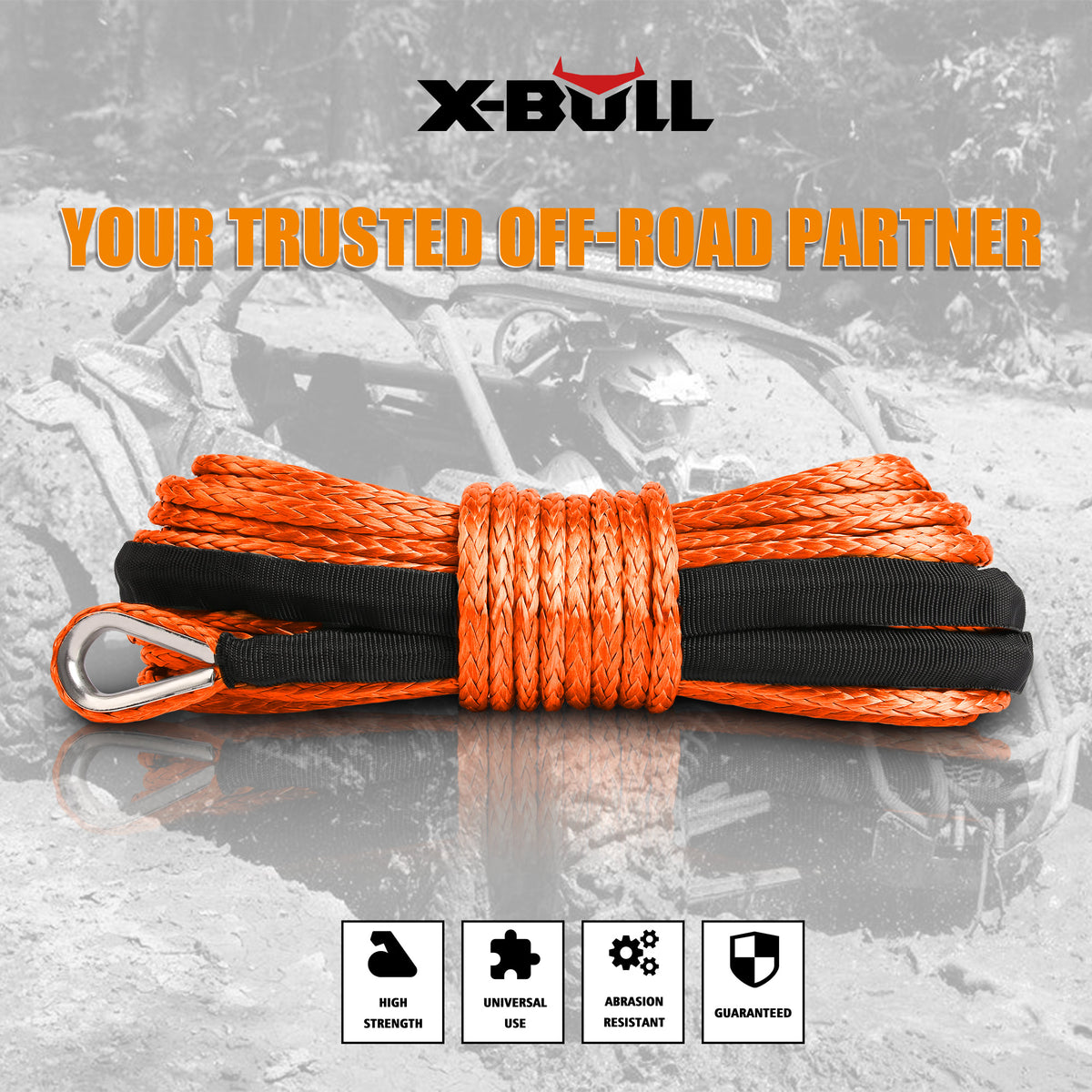 X-BULL Synthetic Winch Rope – 5.5mm x 13m