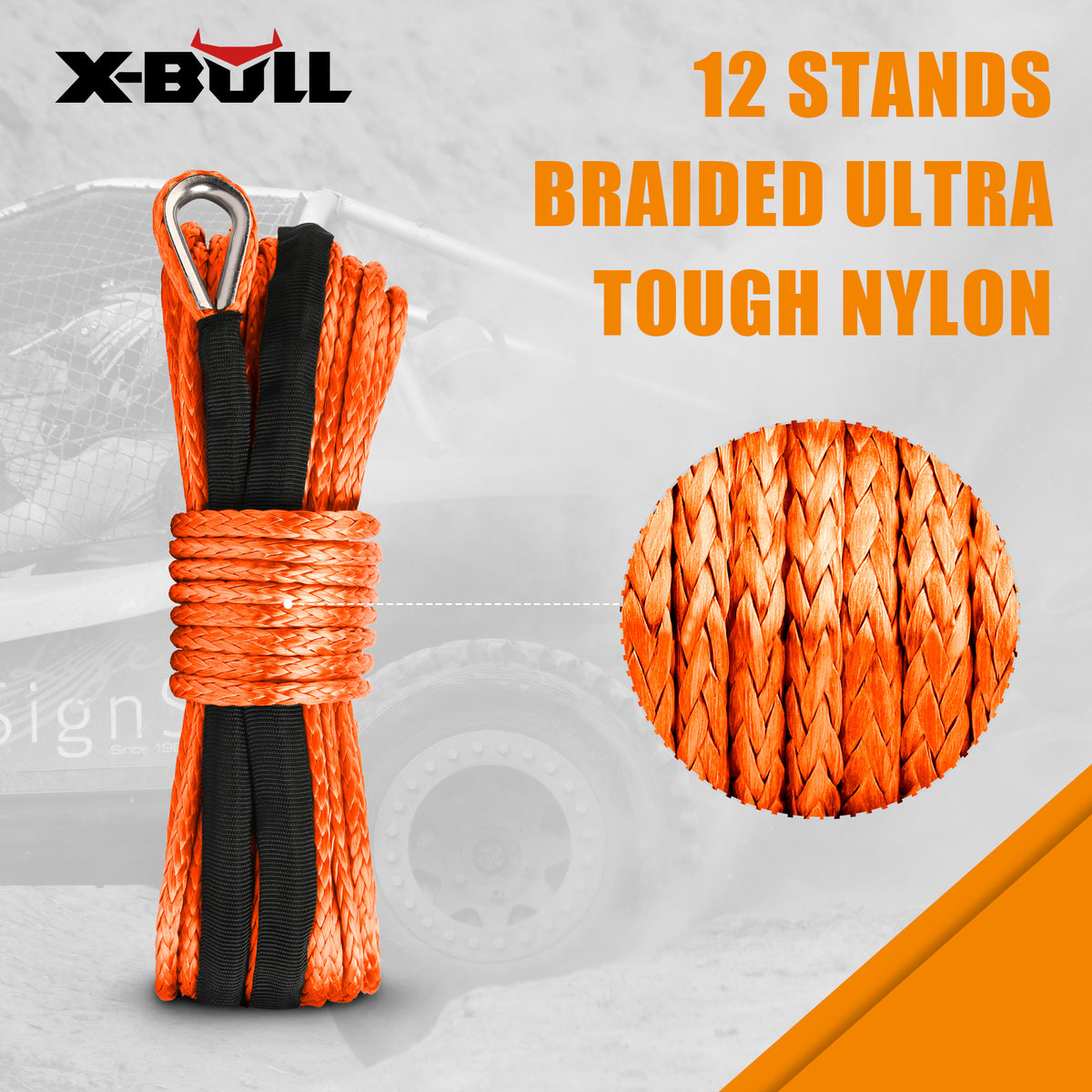 X-BULL Synthetic Winch Rope – 5.5mm x 13m