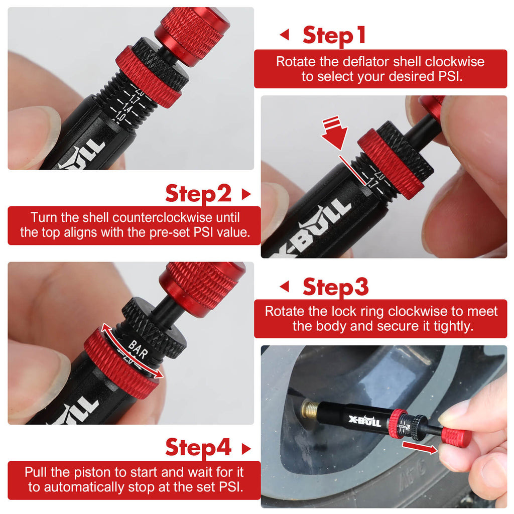 X-BULL Adjustable Tyre Deflators – 4 Pack