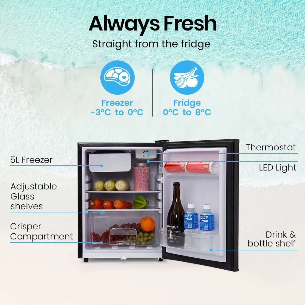 GECKO 70L Portable Fridge Freezer 12V/24V – Black