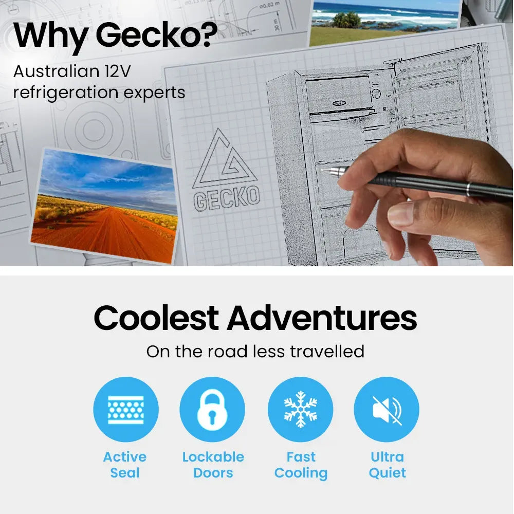 GECKO 70L Portable Fridge Freezer 12V/24V – Black