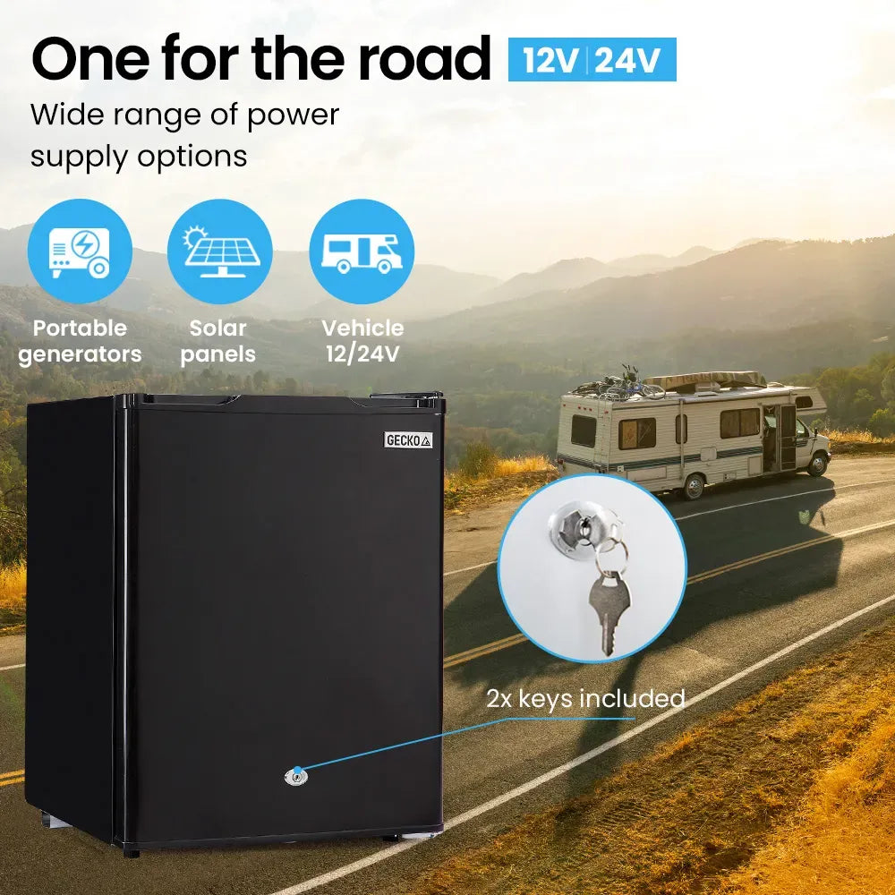 GECKO 70L Portable Fridge Freezer 12V/24V – Black