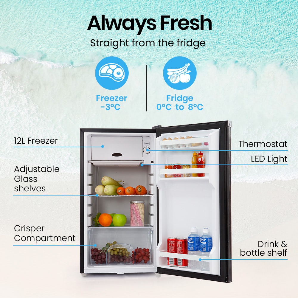 GECKO 95L Upright Portable Fridge Freezer 12V/24V – Black