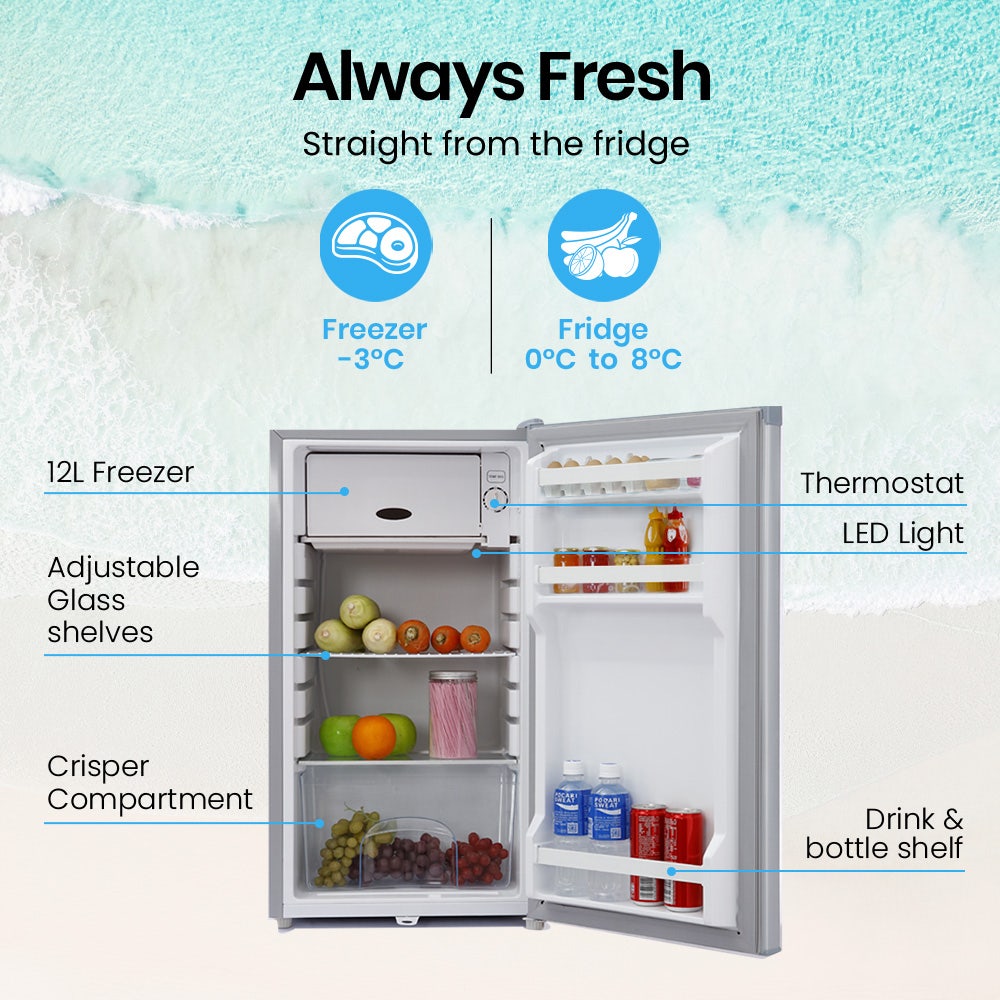 GECKO 95L Upright Portable Fridge Freezer 12V/24V – Silver