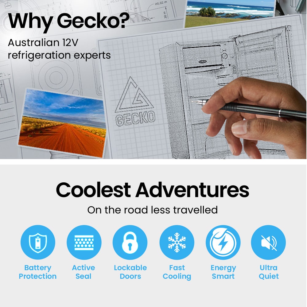 GECKO 95L Upright Portable Fridge Freezer 12V/24V – Silver