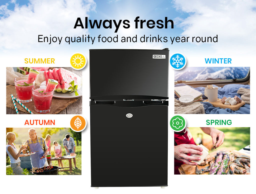 GECKO 95L Upright Fridge Freezer 12V/24V – Black (27L Freezer)