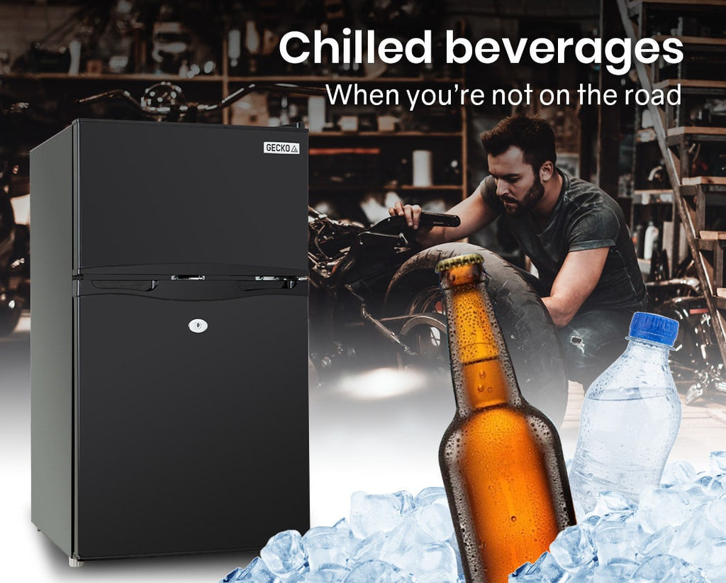 GECKO 95L Upright Fridge Freezer 12V/24V – Black (27L Freezer)