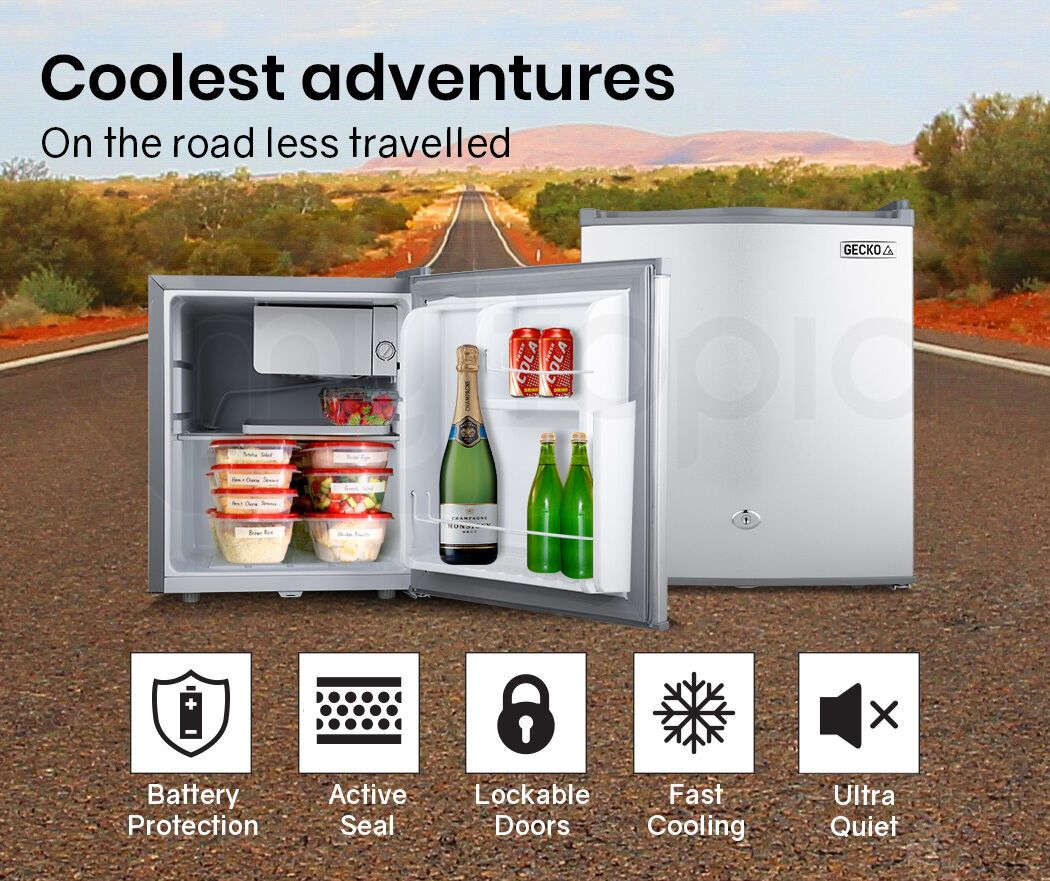 GECKO 57L Portable Fridge Freezer 12V/24V – Silver
