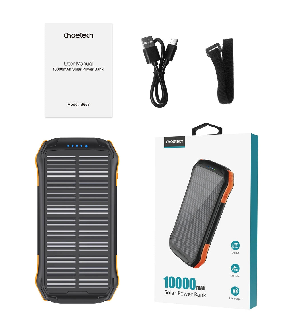 CHOETECH 10,000mAh Solar Power Bank (B658)